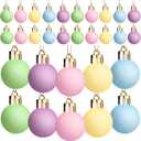 Civaner 48 Pcs Easter Pastel Balls Ornaments 1.18 Inch Mini Velvet Macaron Decoration Shatterproof Pink Green Blue Candy Hanging Ornaments for Easter Tree Party Decor