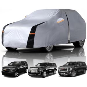 Full-Size SUV Car Cover Waterproof All Weather, 10 Layers Outdoor Car Covers for Automobiles - Sun & Rain Protector Full Exterior Covers. Custom Fit Suburban, GMC Yukon XL, Cadillac Escalade, etc (S5 Fit SUV/Jeep 211"-230" (See Size Chart), SUV/JeepGift: Storage Bag/Towel)
