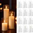 72 PCS White Pillar Candles with Glass Candle Holders Clear Hurricane Candle Holders Glass Cylinder Vases for Centerpieces Wedding Party, Event, Home Office (36 Candles+36 Candle Hoders)