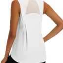 TACVASEN Women's Workout Tops Lightweight Racerback Sleeveless Breathable Shirts Athletic Running Yoga Gym Tanks for Women (White, M)