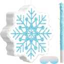 Winter Piata Christmas Wonderland Themed Piata with Blindfold Bat for Christmas Princess Winter Theme Birthday Party Supplies Decorations(Blue,Snowflake)