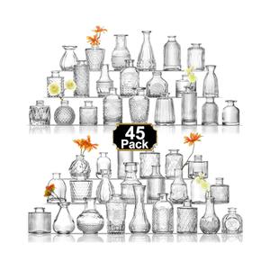 Arme Bud Vase Set of 45, Clear Bud Vases in Bulk, Mini Glass Vases for Flower, Small Flower Vases for Centerpieces, Vases for Decor, Home Wedding Table Décor