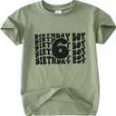 SOFEON Birthday Boy Shirt Toddler Boy 2nd 3rd 4th 5th 6th Birthday T-Shirt Kids 2-6 Years Old Birthday Gift Tees Party Top (Green)