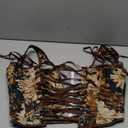 Women Vintage Floral Print Vest Flower Embroidery Pattern Tight Drawstring Tie-up Tank Bustier Corset