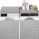 2 Pcs Washer and Dryer Covers, 27 x 27 Inches Silicone Top Protector Mat, Non Slip Waterproof Quick Drying Dust Proof for Home Kitchen Laundry Room, Grey