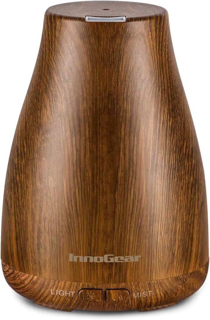 InnoGear Essential Oil Diffuser, Ultrasonic Diffusers for Home Aromatherapy Humidifier for Bedroom Room 7 Colors LED 2 Mist Mode Auto Off, Bronze