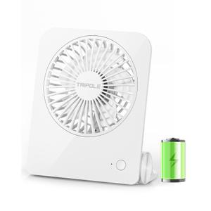 TriPole Desk Fan Small Portable Fan 2000 mAh Rechargeable Battery Ultra Quiet 4.5 Inch Mini Travel Fan with 180° Tilt Folding and 3 Speeds Adjustable for Home Office Desktop White