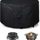 SheeChung Fire Pit Cover Round 36”D X 20”H,Heavy Duty 600D Polyester Outdoor Fire Pit Cover,Waterproof Patio Fire Table Cover,Fits 33-36 inch Gas Firepit/Bowl