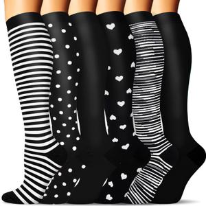SunFeeling 6 Pairs Compression Socks for Women & Men Circulation - Best Support for Nurses,Running,Athletic,Sports