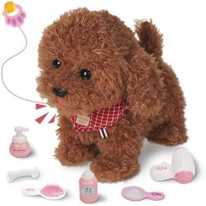 Jimate Puppy Toys for Kids, Toy Dogs That Walk and Bark, Walking Dog Toy for Kids with Leash, Interactive Stuffed Puppy with Remote Control, for Girls and Boys Aged 3-7 Year Old
