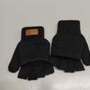 LADES Fingerless Gloves Thermal Winter Gloves Warm Knitted Half Finger Gloves Mittens for Men Women Typing Driving Working (Large, Deer-black)