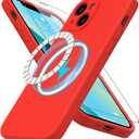 DEENAKIN for iPhone 13 Case Silicone with Screen Protector - [Compatible with MagSafe] - Camera Protection - Slim Fit Protective Magnetic Phone Cover 6.1" for Women Girls Red