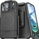 Encased for iPhone 17 Pro Max Phone Case with Belt Clip, (Rebel Armor) Protective Case with Camera Control Button and Holster (Compatible with MagSafe) Black