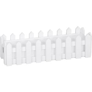 Emivery White Picket Fence, Wooden Box Flower Pot Wooden Picket Fence with Foam for Flower Arrangements Home Garden Farmhouse Window Sill Decor