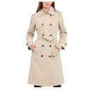 London Fog Women's Double-Breasted 3/4 Length Belted Trench Coat, Stone, Large 