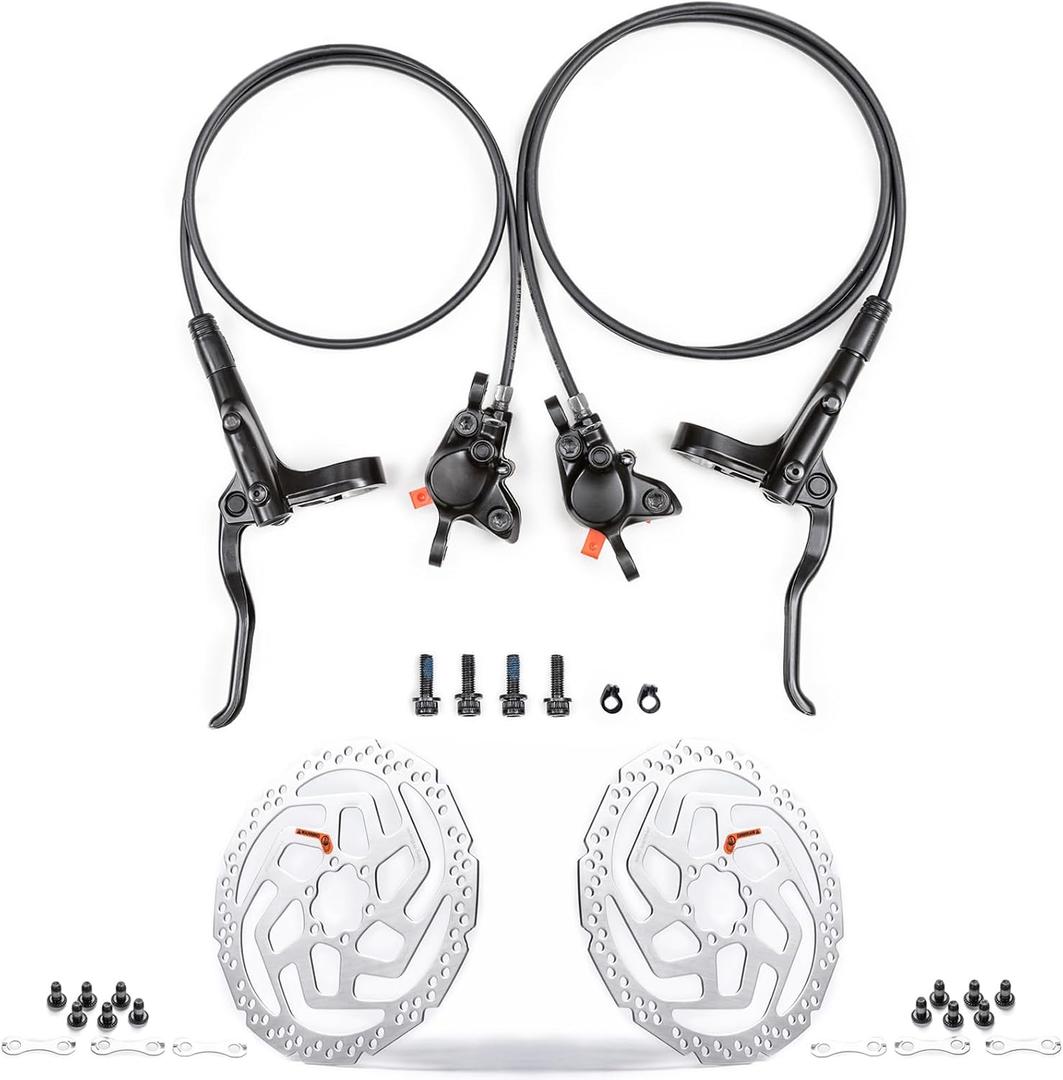 Cyclon MT200 MTB Hydraulic Brakes Set, Left Front 800mm Right Rear 1500mm Aluminum Alloy Hydraulic Bike Brakes, Dual Disc Piston Fit 160mm/180mm Rotors Bike Hydraulic Brakes