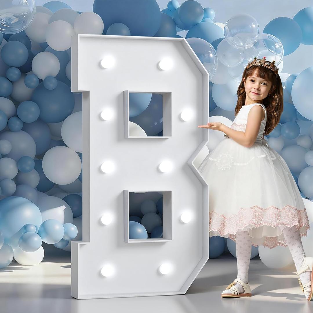Marquee Letters 4 Feet Tall Large Light Up Letters Baby Shower Decorations Wedding Engagement Happy birthday White Party Decorations Big Cardboard Backdrop B