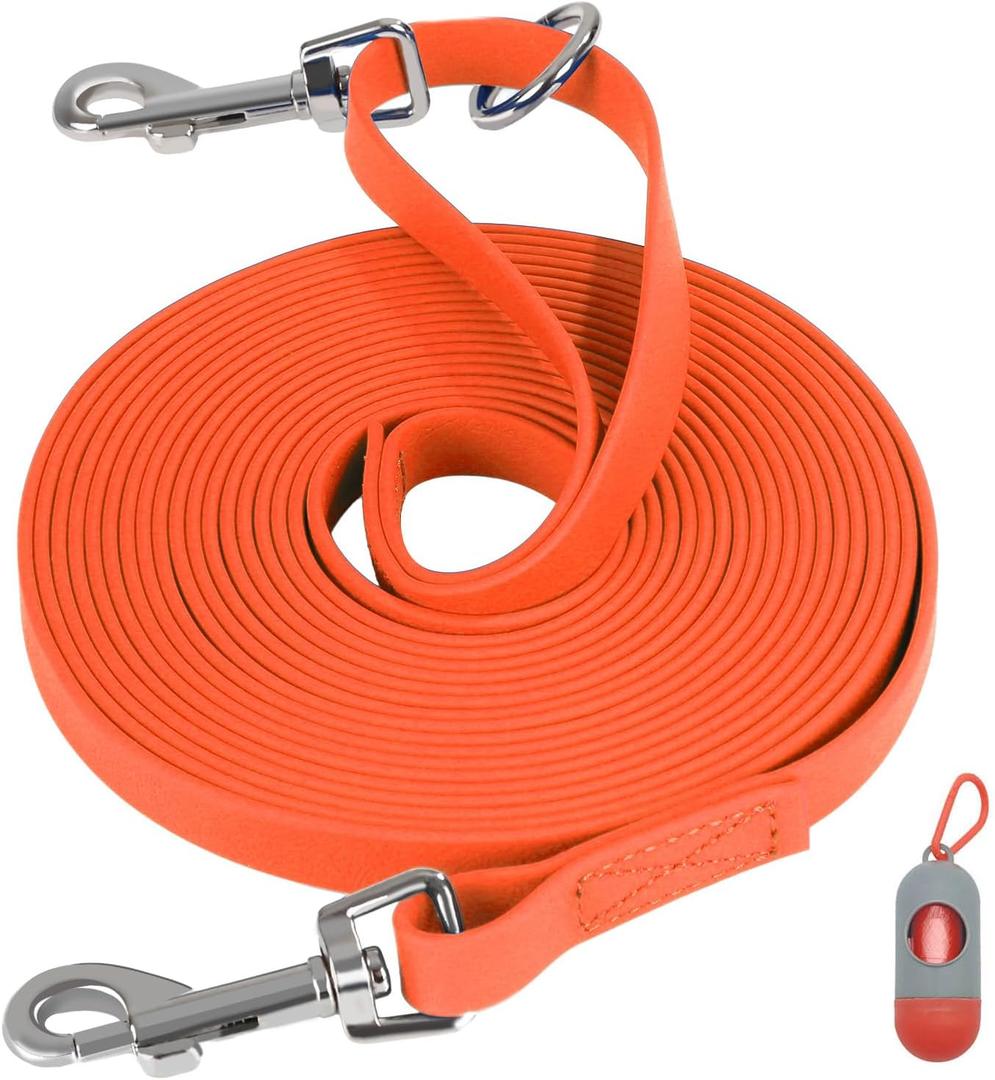 Waterproof Long Leash for Dogs Training 16FT/30FT/50FT, Long Dog Leash Heavy Duty Lead for Large Medium Small Dogs Outside Walking, Playing, Camping, or Yard(Orange 30FT)