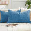 Throw Pillow Covers Dusty Blue Set of 2 12x20 Inch Pillow Covers, Soft Neutral Farmhouse Lumbar Decorative Pillowcases for Couch Sofa Bed Living Room, Home Boho Decor, Modern Cushion Covers
