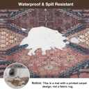 Floor Mat for Home 46ft, Easy Clean Plastic Rug-Like Pattern Area Mat for Living Room, Waterproof Vinyl Area Rug for Under Kitchen Table, No Slip Soft Vintage Rug for High Traffic Area (Brown)