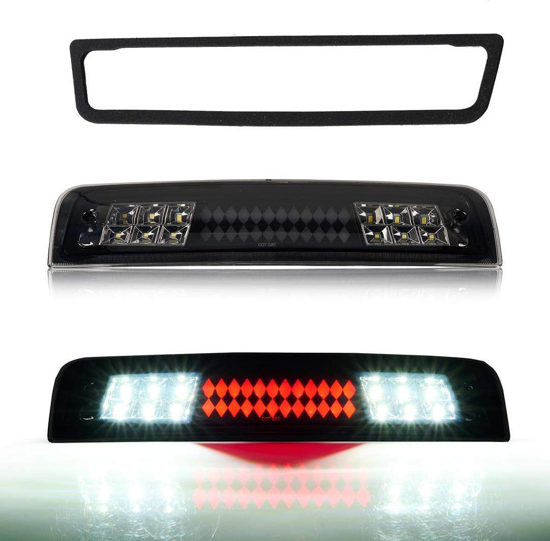 Third 3rd Brake Light for 2009-2017 Dodge Ram 1500/2010-2017 Dodge Ram 2500 3500, Sequential LED High Mount Stop Cargo Light, Rear Center Cab Tail Lights LampSmoke