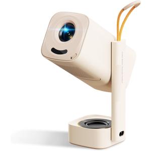 Yaber T1 Pro2 Mini Projector with WiFi and Bluetooth, Dolby Audio & Turbo Sonic Bass, Auto Focus & Keystone, Native 1080 FHD with HDR10, Portable Projector for Outdoor Indoor Use (Beige)