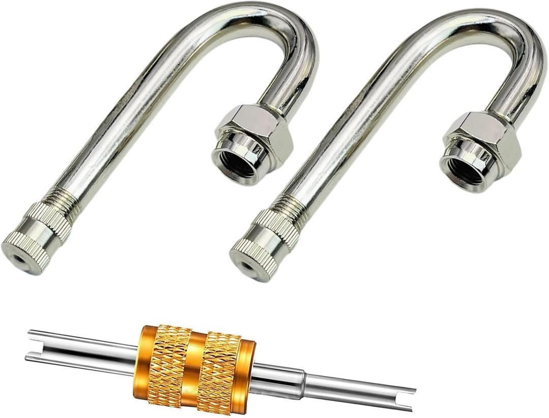 Dually Valve Stem Extenders,2Pieces 180 Degree Heavy Duty Universal Metal Valve Stem Extensions for for Truck Tires, RV Tires, Motorhome, Coach, Pickup, Motorcycle, Bike, Trailers