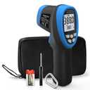 AIOMEST Digital Infrared Thermometer - Non Contact High Temperature AI-1500 Infra Pyrometer Temp Gauge -58~2732 Handheld IR Laser Reader for Cooking Kiln HVAC (NOT for Human Temp) (Blue)