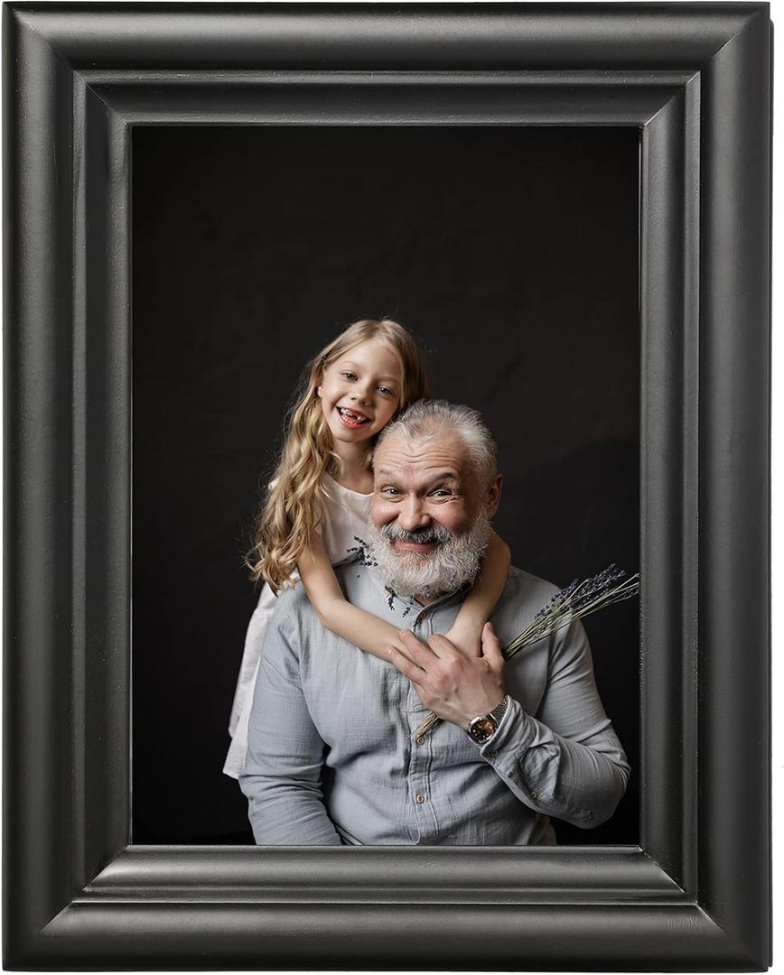 MOMLKFDAY Black 8x10 Picture Frames – Solid Wood with High Definition Glass, Perfect for Tabletop or Wall Hanging – Ideal for Dad, Grandpa, Father's Gifts, Black