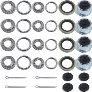 4Sets L68149 L44649 Trailer Axle Hub Bearings Kit with 171255TB Grease Seals, 1.98'' Trailer Dust Caps & Cotter Pins for 3500 lbs 1-3/8'' to 1-1/16'' #84 Spindle