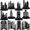 Pickmesh 12 Pieces Hero Party Decorations City Skyscraper Honeycomb Centerpieces Table Decorations Skyline Buildings Table Topper for Hero Birthday Skyscraper Party Supplies (Black)