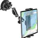 Boat Tablet Mount, [Strongest Suction] Heavy Duty Marine Windshield Tablet Holder, 360 Metal Arm Boat Cockpit Window Dash Stand for iPad Pro 12.9 11 Air Mini, Tab, Z Fold, iPhone, 4-13" Device