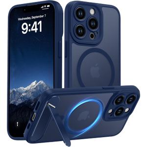Magnetic Compatible with iPhone 13 Pro Case, [Built-in Kickstand][Full Camera Protection][Compatible with MagSafe][Anti-Fingerprint] Shockproof Phone Case for iPhone 13 Pro 6.1",Blue