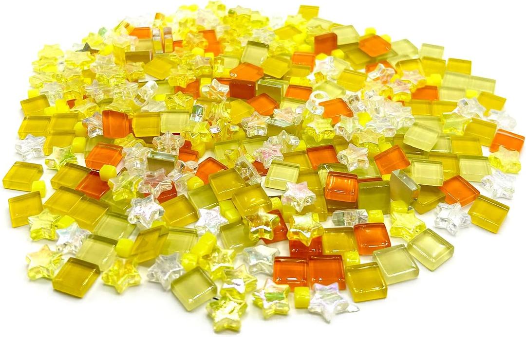 Crystal Mosaic Tiles for Crafts, 350 Pieces Yellow Glass Mosaic Tiles Opaque for DIY Art Projects, Jewelry Making, Home Decoration