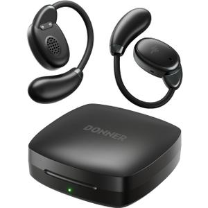 Donner Open-Ear Headphones, Wireless Earbuds, Bluetooth 5.3, Ultra-Comfort, Ergonomic Ear Hooks, Clear Calls, 15mm Drivers, IPX4, 40H Playtime, Dobuds Open, Black