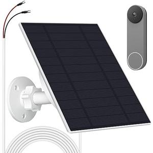 Solar Panel for Google Nest Doorbell (Battery), 5W Video Doorbell Solar Panel Charger with U Shape Port, IP66 Waterproof, 360 Adjustable Mount, 9.8ft Charging Cable