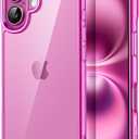 JETech Case ONLY for iPhone 16 Plus 6.7-Inch, Non-Yellowing Shockproof Phone Bumper Cover, Anti-Scratch Clear Back (Pink)