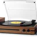 Vinyl Record Player with Dual Stereo Bookshelf Speakers Vintage Belt Drive Bluetooth Turntable with External Speakers,Convert Vinyl to MP3,LP Players AUX Headphone Input RCA Out (Coffee)