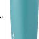 Owala SmoothSip Slider Insulated Stainless Steel Coffee Tumbler, Reusable Iced Coffee Cup, Hot Coffee Travel Mug, BPA Free 20 oz, Grey/Blue (Beachy Breeze)