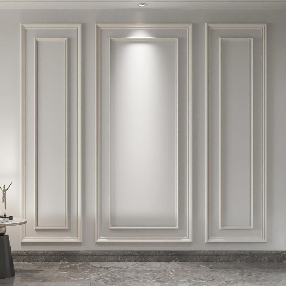 Art3d Premade Bilinear Frame Accent Molding Set, Pre-Cut Decorative Wainscoting Panel for Home Dcor, Ready-to-Assemble Glue-On Wall Trim for Living Room Bedroom Corridor, 3 Whole Bilinear Frame