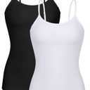 beautyin Women's Camisole Tank Tops with Built in Bras Spaghetti Strap Workout Yoga Summer Top XL