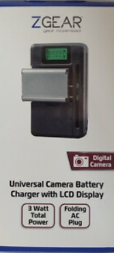 ZGEAR - Universal Camera Battery Charger W/LCD Charge Display ZGEAR - Universal Camera Battery Charger W/LCD Charge Display