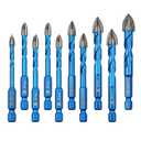 Masonry Drill Bit BRSCHNITT 10pcs Carbide Tips Concrete Drill Bit Set for Pots Bottles Ceramic Tile Glass Brick Ceramic Hex Shank (5/6/6/6/6/8/8/10/10/12mm)