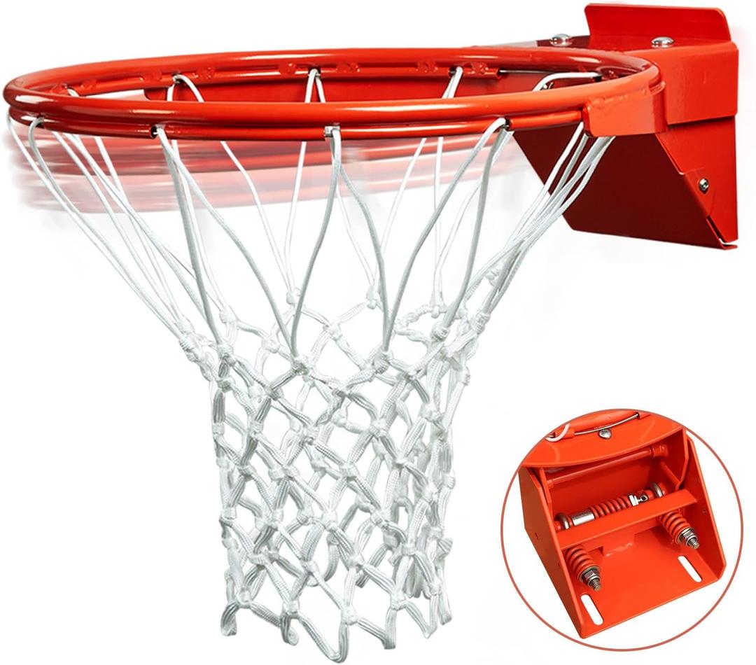 PROGOAL Breakaway Basketball Rim, Heavy Duty Flex Rim Replacement 5/8-In, Standard Goal Reinforced Mounting Bracket Fit Most Size Backboards Indoor and Outdoor
