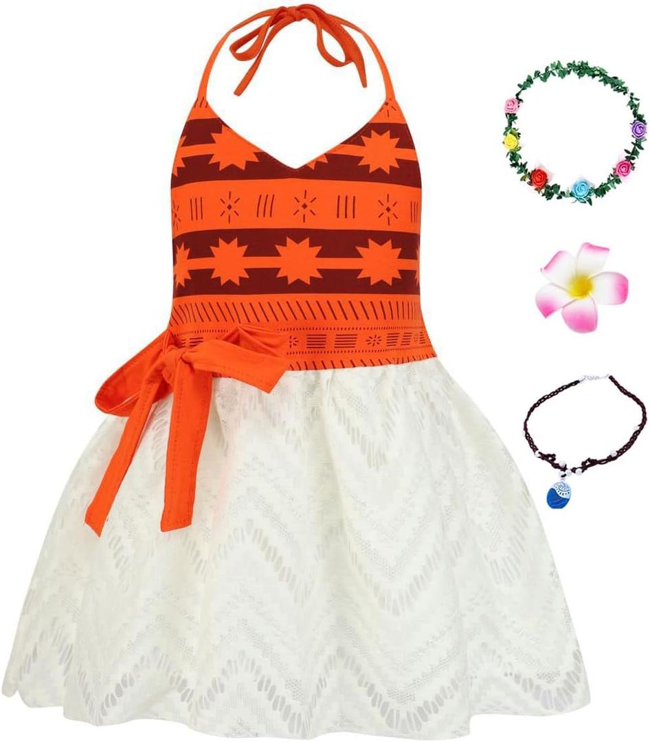 AOVCLKID Girls Princess Costume Little Girls Movie Cosplay Outfits with Accessories(3T,Red)