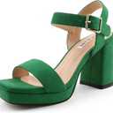 JOY IN LOVE Women's Chunky Platform High Heels Ankle Strap Block Heel Sandals (9)