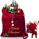 WILLBOND Christmas Burgundy Large Santa Drawstring Bags 36 x 30 Inch Jumbo Velvet Santa Bag Christmas Extra Large Gift Bags for Xmas Gift Stuffer Package Supplies