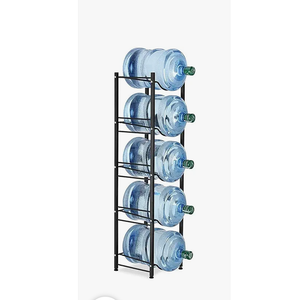 Eocnrhe 2In1 5 Gallon Water Jug Holder, 5 Tier Water Jug Stand Holder with 1 Dispenser Valves, 5 Gal Water Bottle Storage Rack Organizer for Kitchen, Office, Garage