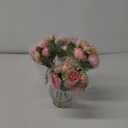 Artificial Peonies Silk Flowers in Glass Vase Faux Flowers Bouquets Modern Penoy Arrangement 4 Pack for Home Decoration Table Centerpiece (Pink)