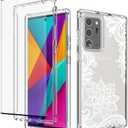 Phone Case for Galaxy Note 20 Ultra 5G SM-N986U Case with Tempered-Glass Screen Protector, Clear Mandala Pattern Full Body Protective Cover Cases for Samsung Galaxy Note 20 Ultra 5G (Mandala)